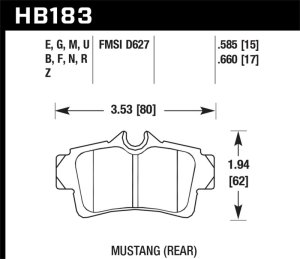 Ford Mustang Brake Pads - Rear - Hawk Performance - HPS 5.0 - `99-`04 Ford Mustang Brake Pads - Rear - Hawk Performance - HPS 5.0 - `99-`04
